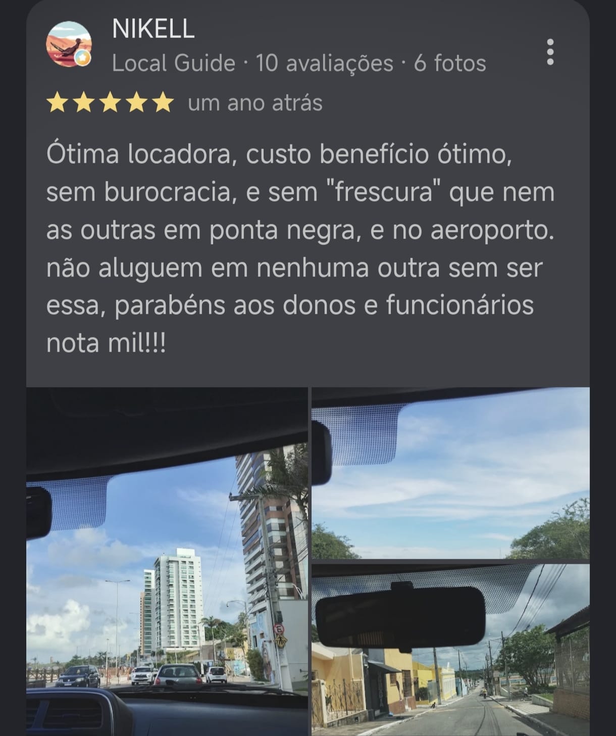 Avaliação de cliente no Google