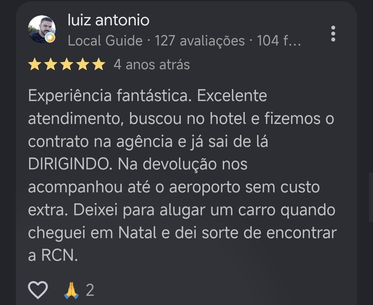 Avaliação de cliente no Google